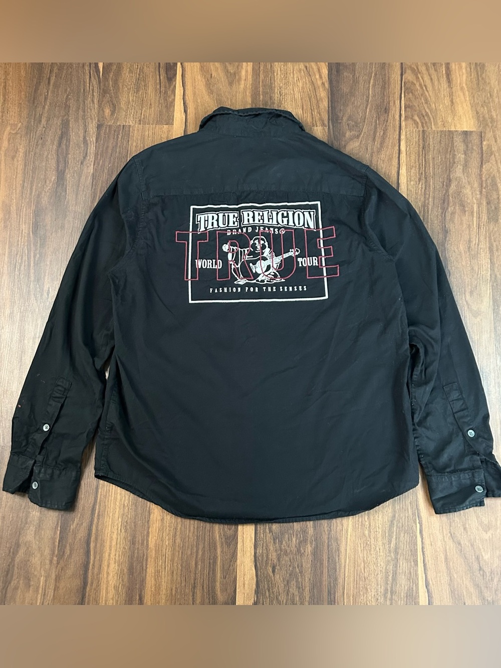 True Religion Black Graphic Button-Up Shirt